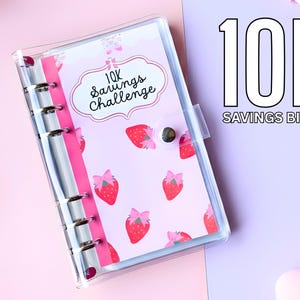 Strawberry Coquette 10K Savings Challenge Binder: Laminated Trackers