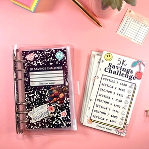 5k Savings Challenge Binder: Laminated Trackers & Cash Envelopes