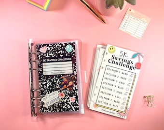 5k Savings Challenge Binder: Laminated Trackers & Cash Envelopes
