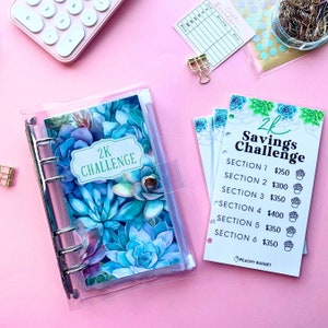 2K Savings Challenge A6 Budget Binder: Laminated Trackers