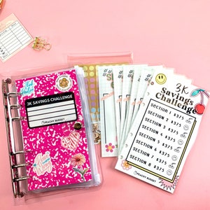 3k Savings Challenge Binder: Laminated Trackers & Cash Envelopes