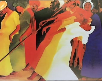 Dancing For The Lord / Black Art / African American Art / Lithograph / Religious Art / African Art / Unframed / Positive Black Images Art