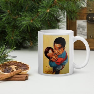 My Brother&#39;s Keeper Ceramic Mug / Coffee or Tea Cup / Black Art / African American Art / Brotherhood / Positive Black Images / BlackArtbyPBI