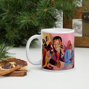 Satchmo Ceramic Mug / Coffee or Tea Cup / Black Art / African American Art / Louis Armstrong / Jazz  / Positive Black Images / BlackArtbyPBI