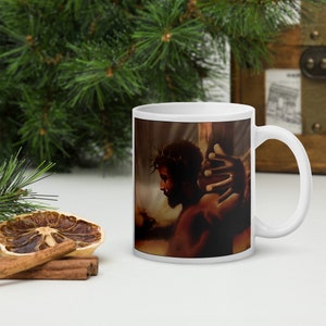 Crown of Thorns Ceramic Mug, Coffee or Tea Cup, African American Mug, Black Jesus Mug, Religious Coffee Mugs, Positive Black Images