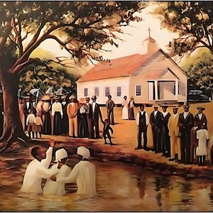 Old Fashioned Baptism Wall Art, Arthello Beck Jr Art, Black Religious Art, African American Art, Black People Wall Art, BlackArtbyPBI