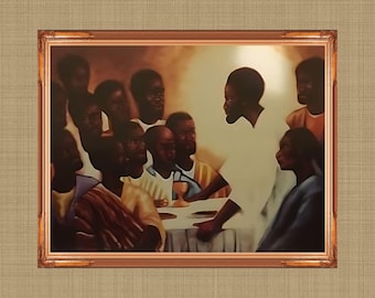 The Lord's Supper Black Art Print - Arthello Beck Jr, African American Christian Art (Unframed)