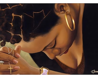 Time Well Spent / Henry Lee Battle / Black Art / African American Art / Lithograph / Religious Art / Unframed / Positive Black Images