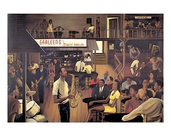 Jazz from the Cellar by Ernest Watson Art, Jazz Wall Art, Dancing Wall Art, African American Art, Black Art, Jazz Lover Gift, BlackartbyPBI