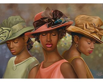 Faith, Hope and Love / Henry Lee Battle / Black Art / African American Art / Lithograph / Religious Art / Unframed / Positive Black Images