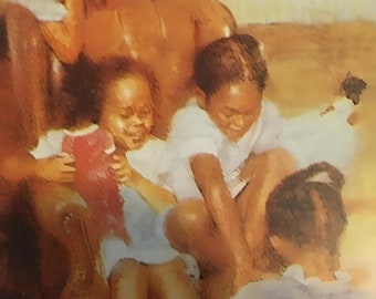 Doll Play / Black Art / African American Art / Children Art / Black Culture / Unframed / Positive Black Images Fine Art