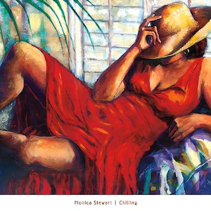 Chilling by Monica Stewart / African American Art / Black Art / Black Art Poster / Positive Black Images / Unframed
