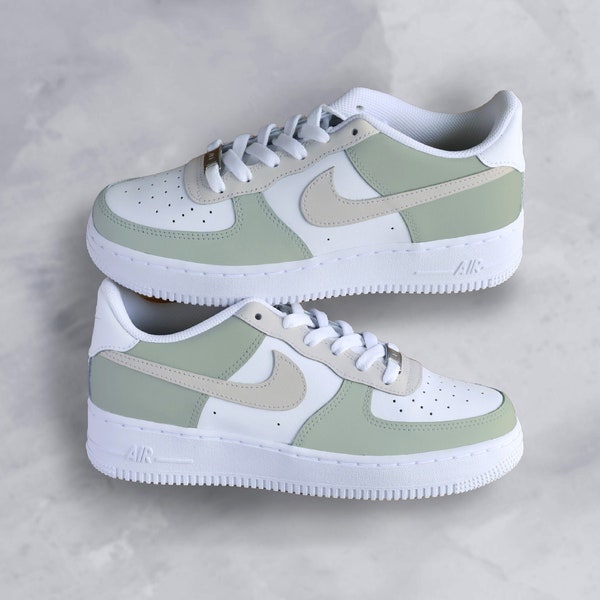 Nike Custom Air Force 1 'Pistachio Green' baskets vertes teinte pastel unisexe AF1 Fashion 2024