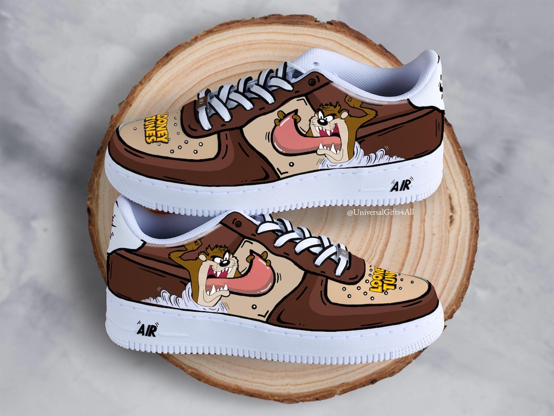 Air Force 1 Cartoon 'tasmanian Devil' Custom Sneakers Looney Brown