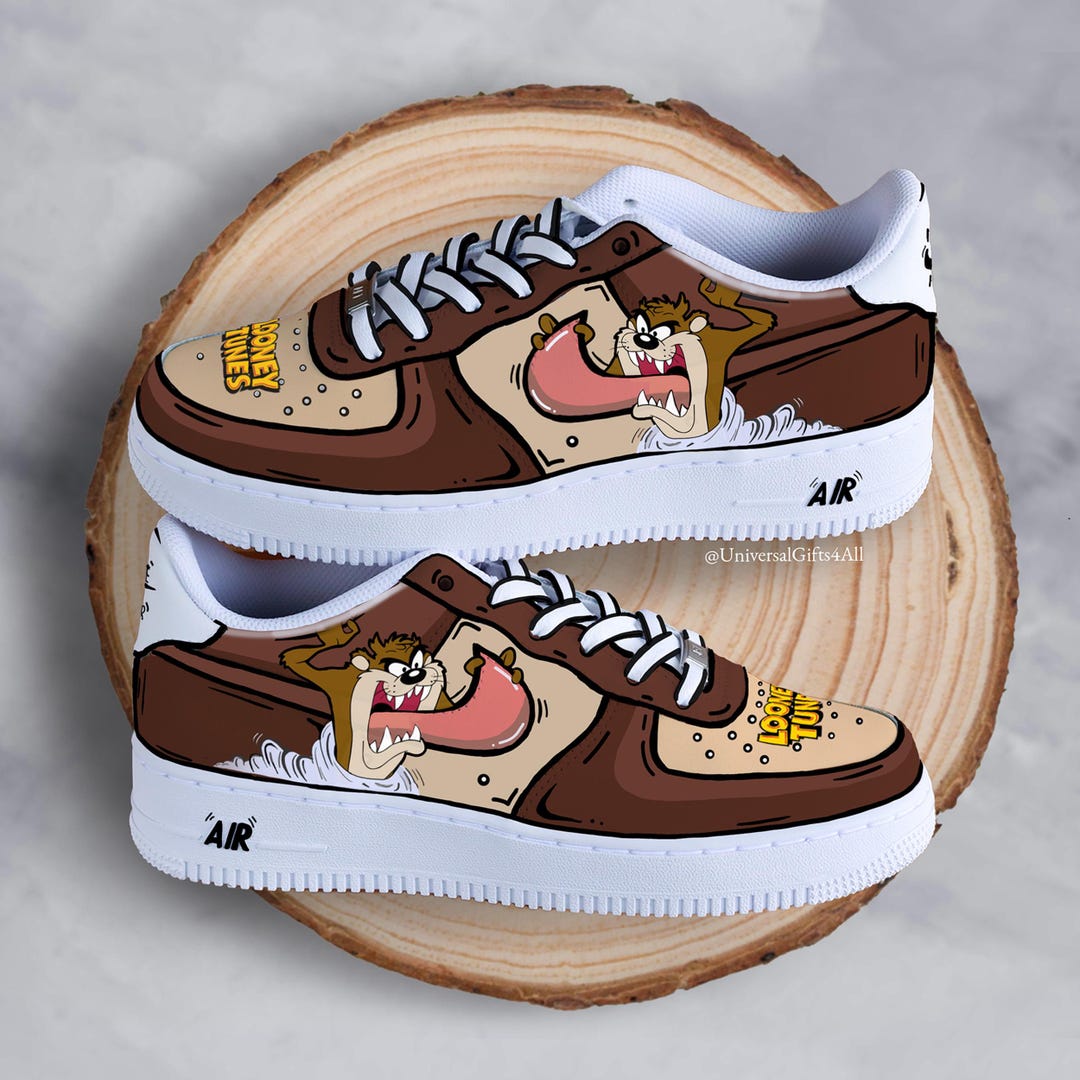 Air Force 1 Cartoon 'tasmanian Devil' Custom Sneakers Looney Brown