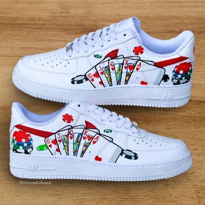 Benutzerdefinierte Air Force 1 'Poker Chips' Sneakers weiße und rote Schuhe personalisiertes Geschenk für ihn