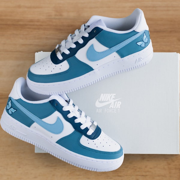 Nike Air Force 1 'Blue Butterfly' custom sneakers, ultimate birthday gift, summer vibes