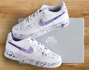 Custom Air Force 1 'Purple/Lila Splatters' violet sneakers, Women