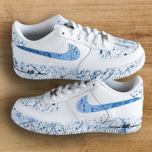 Nike Air Force 1 'Sky Blue Splatters' custom sneakers, birthday gift, pastel shade shoes