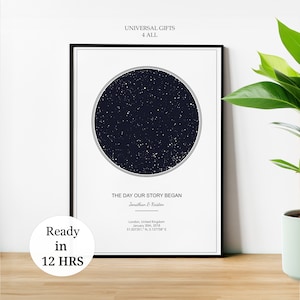 Personalized minimalist star map digital, wedding gift, the night we met, anniversary gift, sky print