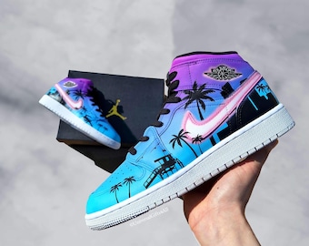 Benutzerdefinierte Jordan Mid Summer Vibes Sneakers Miami