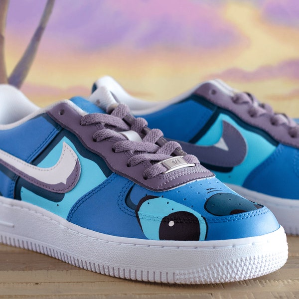 Nike Air Force 1 'Ohana Stitch Cartoon' custom sneakers, Blue, Purple unisex gift