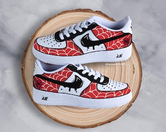 Zapatillas personalizadas de Spider-Man con dibujos animados, pintadas a mano, estilo Air Force 1, zapatos de cómic, regalo personalizado
