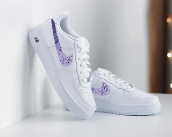 Sneakers Air Force 1 'Purple/Lilac Swoosh' personalizzate, regalo personalizzato per donna, viola
