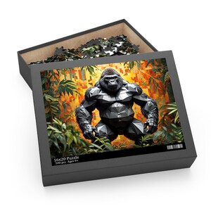 Mosaic Gorilla Jigsaw Puzzle | Birthday Gift | 500 Piece Puzzle | Unique Animal Puzzle | Jungle Art Puzzle | Nature Lover Gift | Gorilla Art