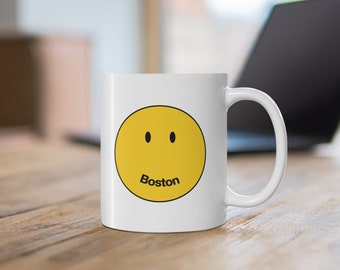 Smiley Face Coffee Mug, Boston Coffee Mug, Cute Coffee Mug, Gift for Her, Gift for Him, Gift for Boss, Birthday Gift, Housewarming Gift