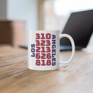 Los Angeles Area Codes Coffee Mug, City of Angels coffee mug, Hollywood Coffee Mug, Area Code Coffee