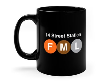 NYC 14 Street tågstation FML kaffemugg, New York kaffemugg, Livet i New York, NYC kaffemugg, NYC-mugg, 300 g