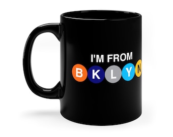 I'm from BKLYN (Subway Line Font) Coffee Mug, NYC, New York, Brooklyn, transit, train, 11 oz.
