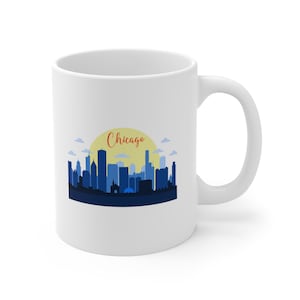 Chicago City Skyline Coffee Mug, Chitown, Souvenir, 11 oz., Caffeine, Tea, Housewarming, Travel Art