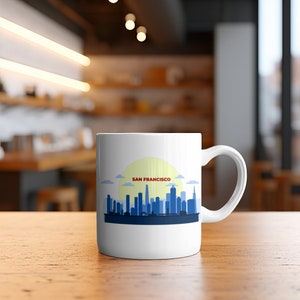 San Francisco Skyline Coffee Mug, California,11 oz., San Fran, SF, Tea, Housewarming, Gift, Souvenir, City by the Bay