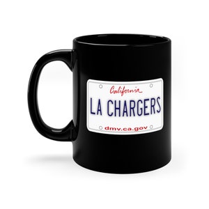 Caneca de café com matrícula do California LA Chargers, Los Angles, Nfl, futebol, 11 onças, CA, LA, chá, presente, lembrança