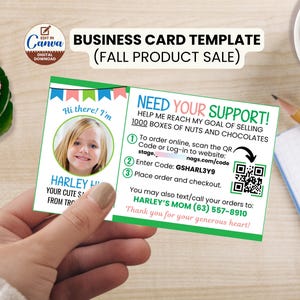 Personalize Scout Business Card Editable Template Fall Product 2026 Fundraiser Calling Card Custom Sales Girl Order Card Troop Marketing Kit