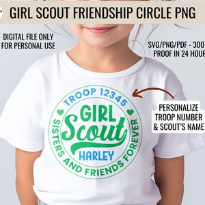 Girl Scout Troop Number PNG SVG Personalized Troop Leader Daisy Brownies Friendship Circle Cookie Seller Kit, Volunteer Appreciation Gift