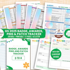 Editable Scout Badge Tracker 2025 Daisy to Ambassador Award Monitoring Sheet Multi Level Troop Leader Printable Organizer Girls Achievement