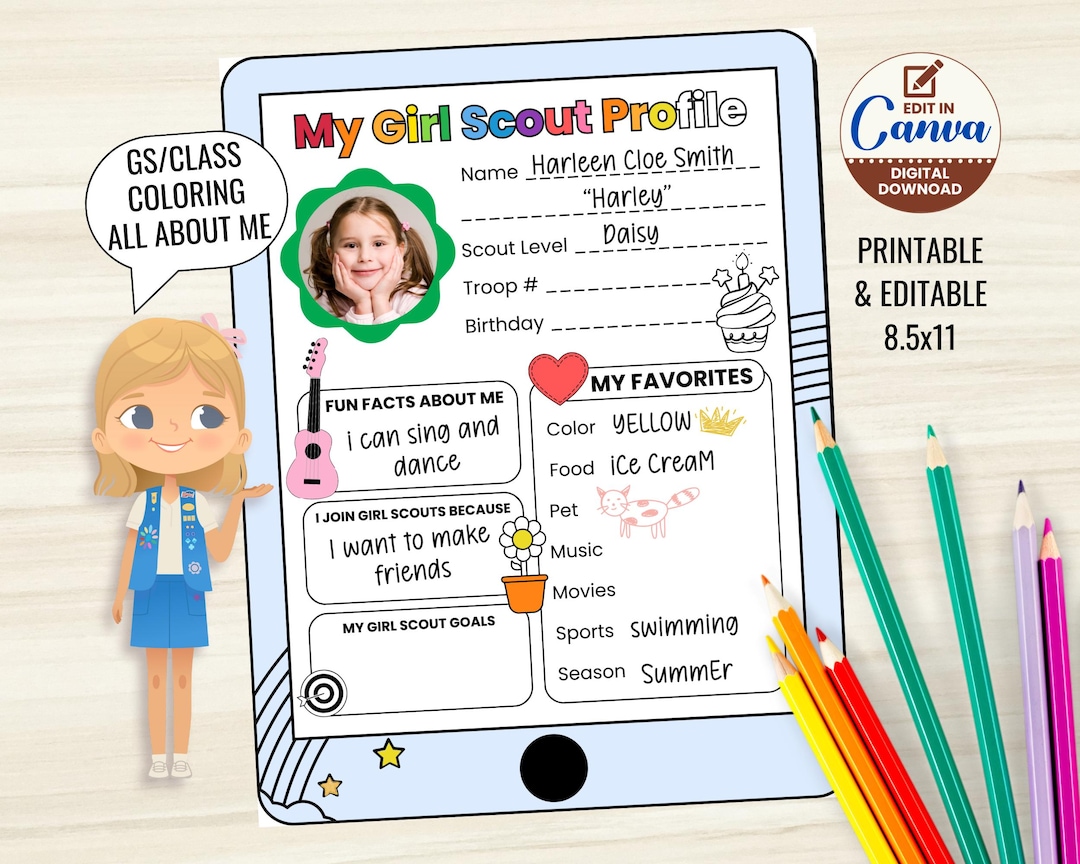 Scout All About Me Editable Template, Girl Boy Class Welcome Activity ...