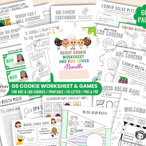 Scout Cookie Menu Worksheet + Spiele Bundle Druckbare Kinder Aktivitäten Cookie Season Guide Malseite Craft Party Game Girl Scouting Kit