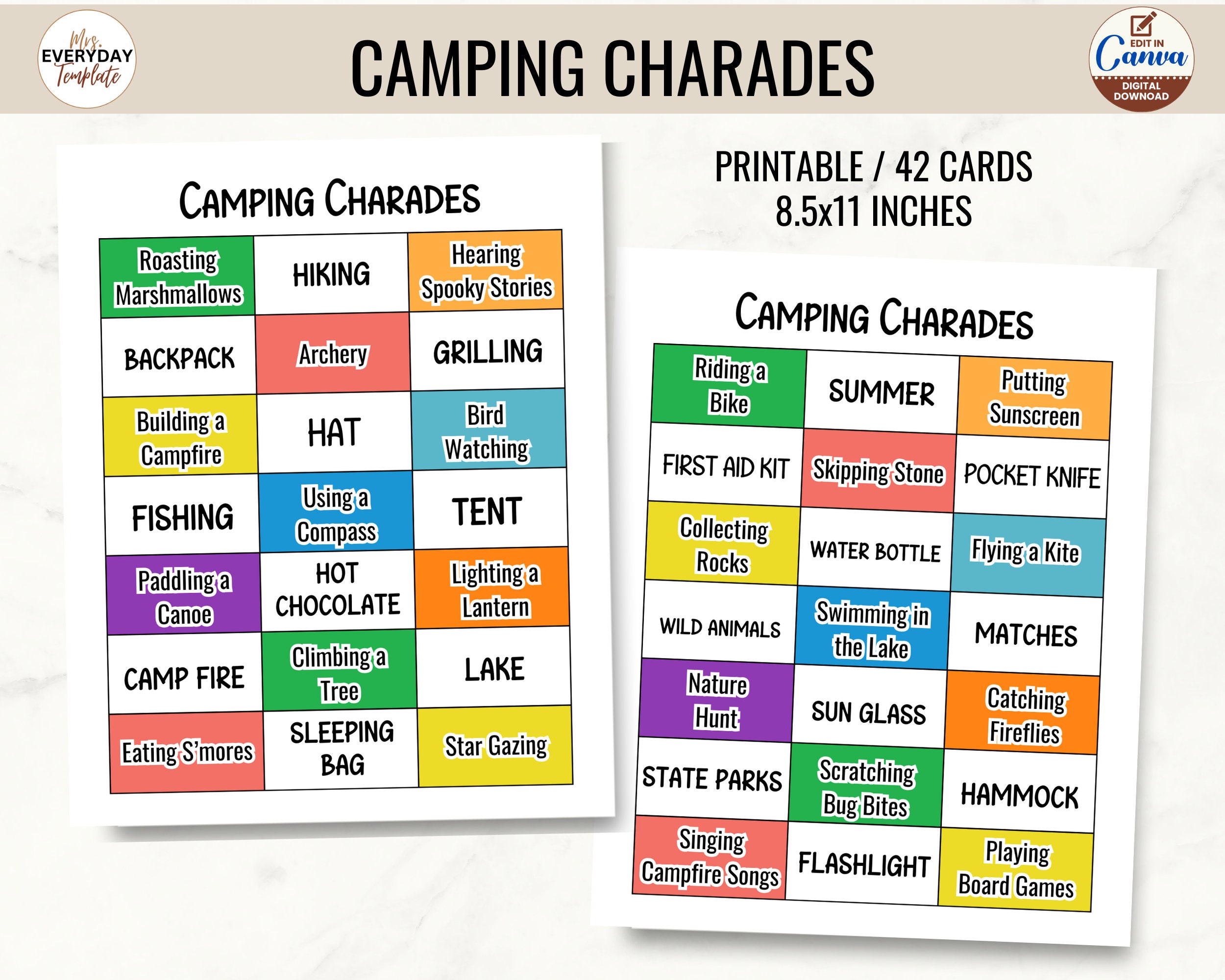 Girl Scout Troop Leader Printable Activity Game, Indoor Outdoor Camping ...