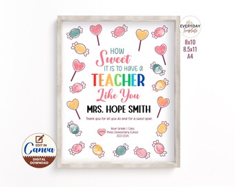 Personalized Teacher Fingerprint Art Gift: Sweet Candy Design (Digital Download)
