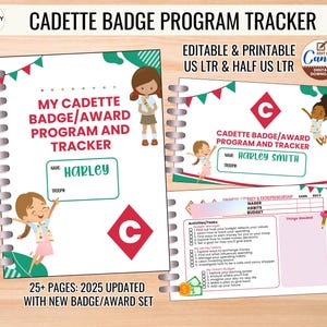 Personalize Cadette Scout Badge Tracker Editable Awards Checklist Requirements Scouting Journey Planner Troop Leader Welcome Gift to Scouts