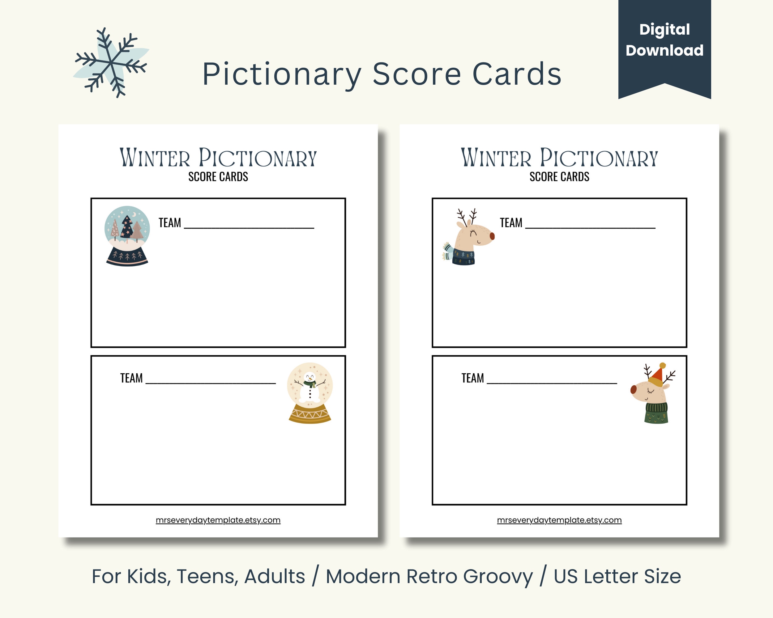 Christmas Winter Pictionary Cards Printable, Christmas Pictionary Songs ...