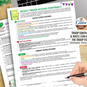 Custom Scout Welcome Back to Troop Contract Editable + Ways I Can Help Agreement Form First Day Meeting Agenda Parent Communication Letter