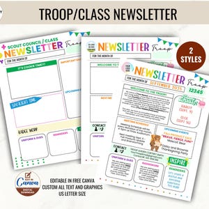 Troop Newsletter Template Editable Welcome Back to Troop Flyer Custom Troop Leader Communication Letter Back to School Teacher Parent Letter