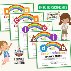 Certificato di collegamento Scout modificabile Daisy Ambassador Scout Cerimonia di collegamento di fine anno Scout Ricordo Scout Troop Leader Certificato stampabile fai da te