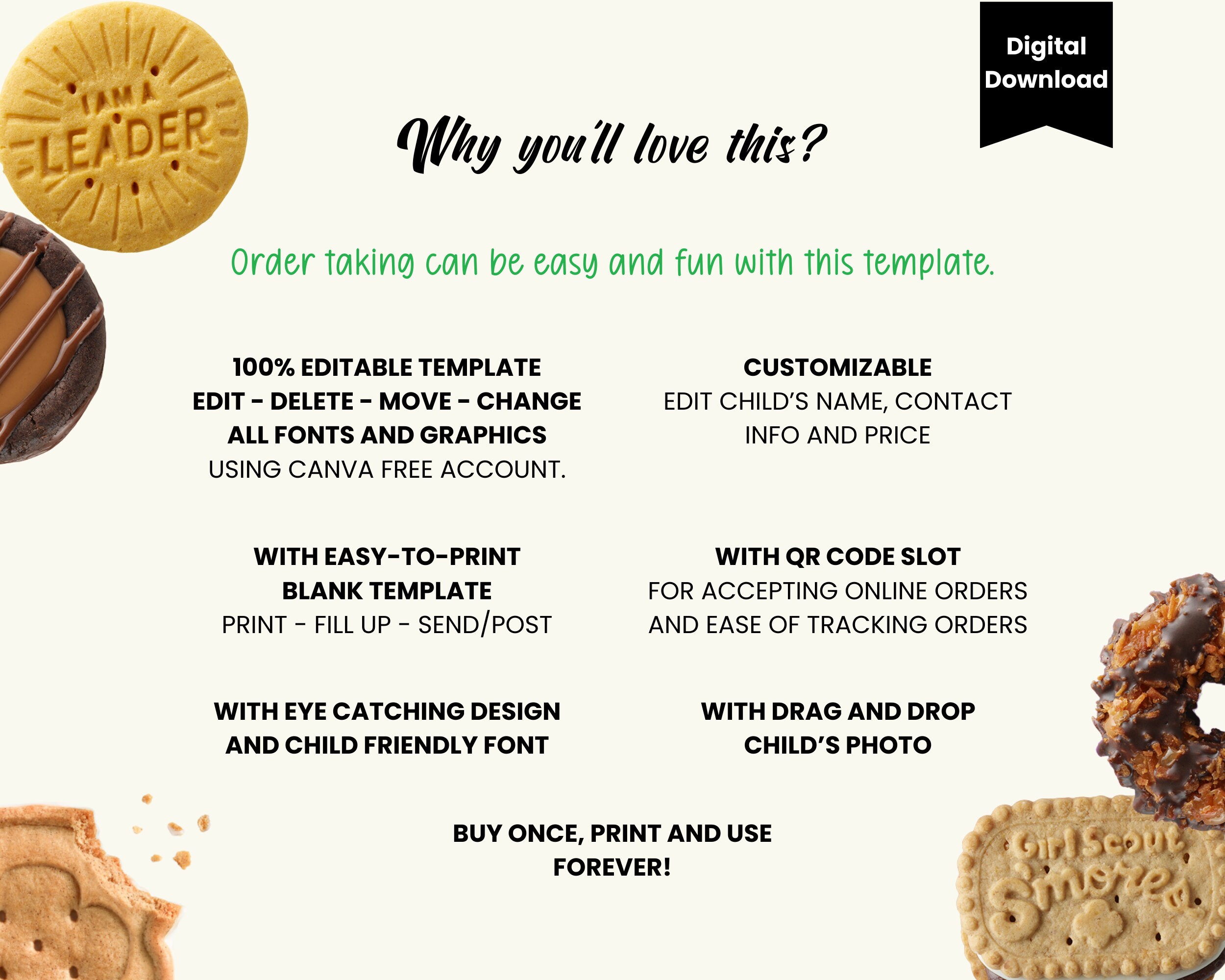 Editable Girl Scout Cookie Sales Flyer 2024 With QR Code for ABC and ...
