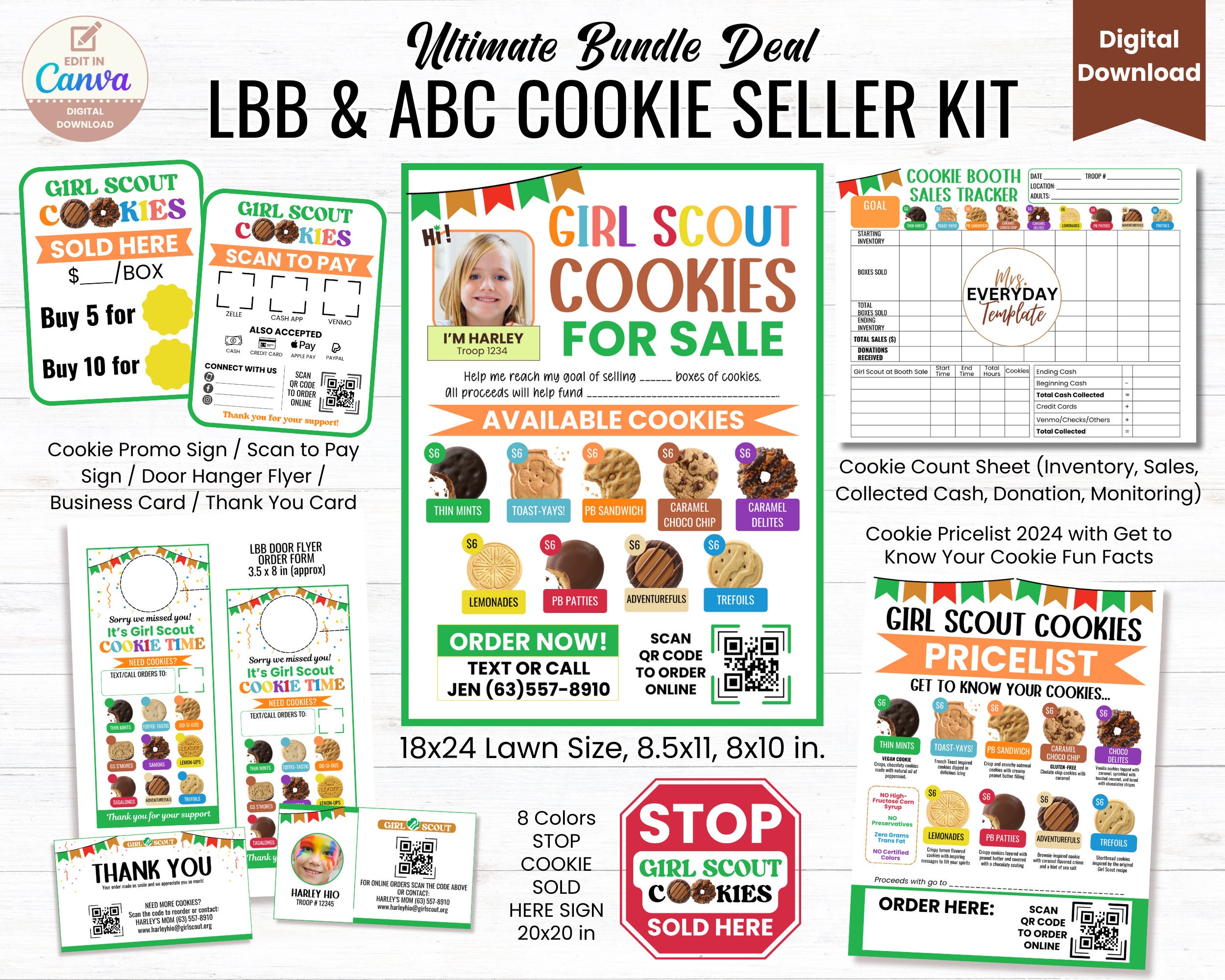 Editable Girl Scout Cookie Seller Kit 2024 for LBB & ABC Cookies With ...